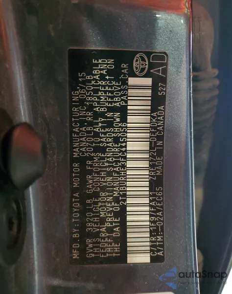 2015 Toyota Corolla L z USA, uszkodzony, nr VIN 2T1BURHE3FC445056